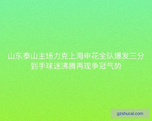 山东泰山主场力克上海申花全队爆发三分到手球迷沸腾再现争冠气势 山东泰山主场力克上海申花全队爆发三分到手球迷沸腾再现争冠气势